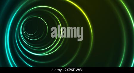 Fond abstrait brillant tunnel brillant bleu vif au néon vert brillant. Conception futuriste vectorielle Illustration de Vecteur