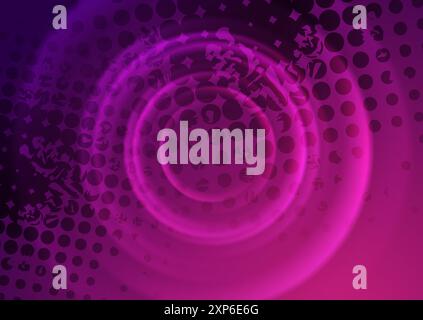 Cercles flous lisses violets brillants et fond abstrait demi-ton. Conception grungy futuriste vectorielle Illustration de Vecteur
