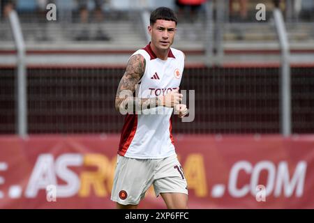 Matias Soule Malvano de L'AS Roma lors du match amical de football entre L'AS Roma et l'Olympiakos S.F.P. au stade Manlio Scopigno à Rieti (Italie), le 3 août 2024. Banque D'Images
