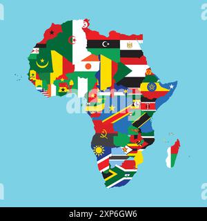 Carte du continent africain avec vecteur de drapeau Illustration de Vecteur