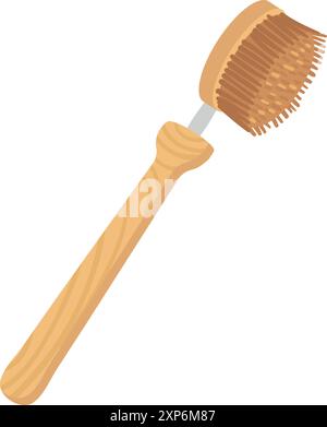 Icône de brosse à dents en bois. Outil de salle de bain ECO couleur Illustration de Vecteur