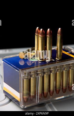 Cartouches de fusil à petit calibre. Munitions pour armes de calibre 22 Banque D'Images