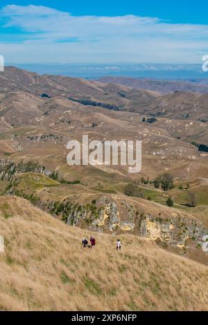 Les gens marchent et trekking seuls l'un des nombreux sentiers autour et en dessous du pic te Mata près de Hawkes Bay dans l'île du Nord de la Nouvelle-Zélande Banque D'Images