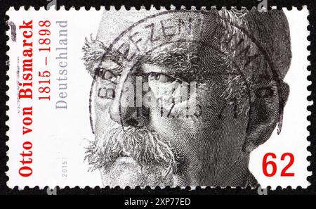 ALLEMAGNE - VERS 2015 : un timbre imprimé en Allemagne montre Otto Furst von Bismarck (1815-1898), homme d'État prussien, bicentenaire de naissance, vers 2015 Banque D'Images
