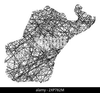 Symbole carte de la province Reggio Calabria (Italie) montrant l'état avec des lignes noires, croisées comme des bâtons Mikado ou une toile d'araignée Illustration de Vecteur