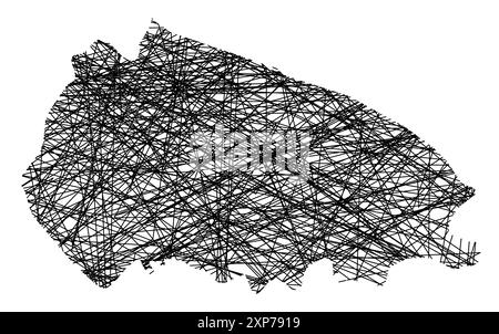 Symbole carte de la province de Bari (Italie) montrant l'état avec des lignes noires, croisées comme des bâtons de Mikado ou une toile d'araignée Illustration de Vecteur