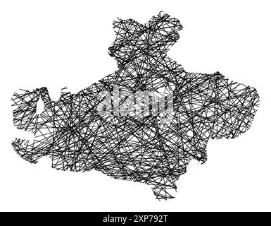 Symbole carte de la province Avellino (Italie) montrant l'état avec des lignes noires, croisées comme des bâtons Mikado ou une toile d'araignée Illustration de Vecteur