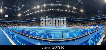 Paris, Ile de France, France. 27 juillet 2024. Les meilleurs athlètes de natation du monde se réunissent aux Jeux Olympiques de Paris 2024 au centre aquatique de la Defense Arena du 27 juillet au 4 août. (Crédit image : © Scott Mc Kiernan/ZUMA Press Wire) USAGE ÉDITORIAL SEULEMENT! Non destiné à UN USAGE commercial ! Banque D'Images