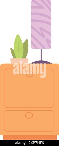 Armoire à tiroirs. Icône de couleur de table de chevet de petite chambre isolée sur fond blanc Illustration de Vecteur