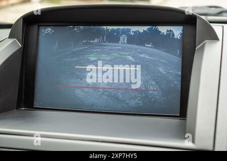 Affichage de moniteur d'écran de caméra vidéo de vue arrière de voiture Banque D'Images