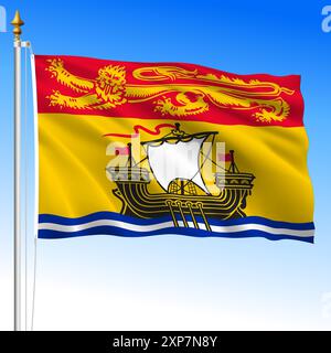 Drapeau agitant territorial et régional du Nouveau-Brunswick, Canada, pays nord-américain, illustration vectorielle Illustration de Vecteur