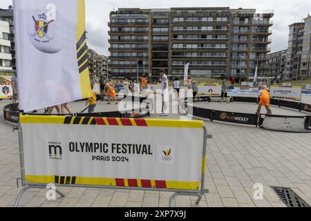 Middelkerke, Belgique. 04 août 2024. Cette photo montre le Festival Olympique, le dimanche 04 août 2024 à Middelkerke. Les Jeux de la XXXIIIe Olympiade se déroulent à Paris du 26 juillet au 11 août. La délégation belge compte 165 athlètes dans 21 sports. BELGA PHOTO NICOLAS MAETERLINCK crédit : Belga News Agency/Alamy Live News Banque D'Images