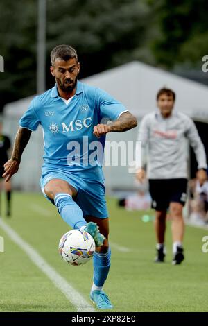 Castel Di Sangro, Italie. 03 août 2024. Leonardo Spianazzola de Napoli lors du match amical Napoli et Girona au stade Teofilo Patini de Castel Di Sangro, Italie centrale et méridionale - dimanche 3 août 2024. Sport - Soccer . (Photo de Alessandro Garofalo/LaPresse) crédit : LaPresse/Alamy Live News Banque D'Images