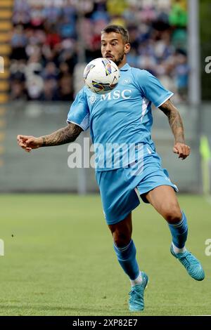 Castel Di Sangro, Italie. 03 août 2024. Leonardo Spianazzola de Napoli lors du match amical Napoli et Girona au stade Teofilo Patini de Castel Di Sangro, Italie centrale et méridionale - dimanche 3 août 2024. Sport - Soccer . (Photo de Alessandro Garofalo/LaPresse) crédit : LaPresse/Alamy Live News Banque D'Images