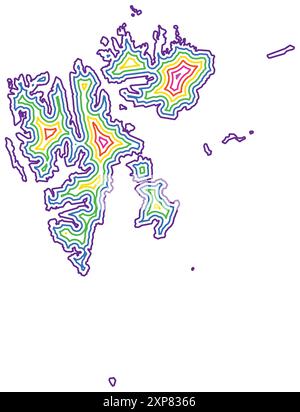 Symbole carte du territoire Svalbard (Norvège) montrant la frontière de l'État tamponnée à l'intérieur dans les couleurs arc-en-ciel Illustration de Vecteur