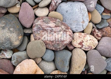 Galets colorés sur la plage Penally, près de Tenby Banque D'Images