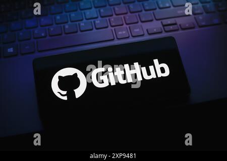 Dans cette illustration photo, le logo GitHub est affiché sur l'écran d'un smartphone. (Photo de Jaque Silva / SOPA images / SIPA USA) *** strictement à des fins d'actualités éditoriales *** Banque D'Images