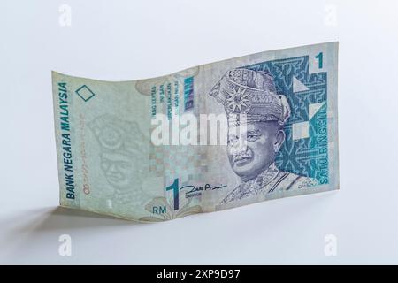 Billet de banque malaisien 1 Ringgit (RM) représentant le portrait de Tuanku Abdul Rahman Ibni Al-Marhum Tuanku Muhammad, Malaisie Banque D'Images