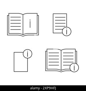 Icônes de livre définies. Dessins au trait simples. Symboles d'information. Illustrations vectorielles. Illustration de Vecteur