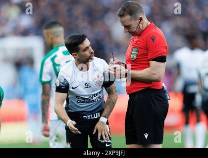 Sao Paulo, Brésil. 04 août 2024. Football Football - Championnat brésilien – Corinthians x Juventude - stade Néo Quimica Arena. Arbitre Lucas Torezin, en action crédit : Vilmar Bannach/Alamy Live News Banque D'Images