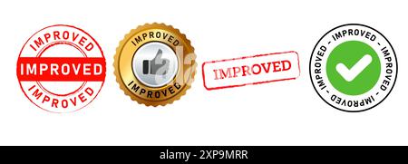 amélioration du processus innovation nouvelle mise à niveau collection de timbres modèle icône cercle rectangle forme or vert noir bleu rouge couleur Illustration de Vecteur