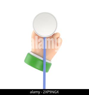 Analyse de concept de diagnostic médical, recherche. Bannière Web. Docteur tenir stéthoscope médical, isolé sur fond. Illustration design plat. Healthcar Banque D'Images