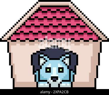 pixel art d'animal de compagnie dans la maison arrière-plan isolé Illustration de Vecteur