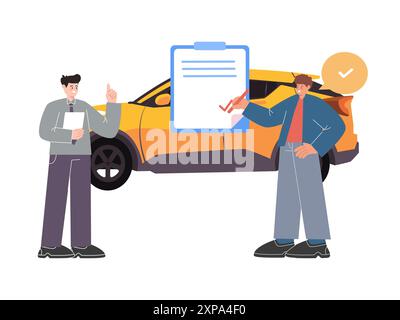 location de voiture location location de véhicule automobile accord paiement payer transport transport transport automobile personnage modèle icône Illustration de Vecteur