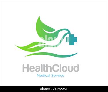 logo de santé de la nature avec feuille d'oiseau de mouche pour le service médical Illustration de Vecteur