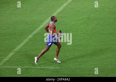 Saint-Denis, France. 4 août 2024. LYLES Noah (USA) Athlétisme : finale du 100m masculin lors des Jeux Olympiques de Paris 2024 au stade de France à Saint-Denis. Crédit : Koji Aoki/AFLO SPORT/Alamy Live News Banque D'Images