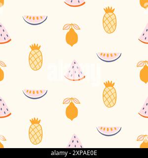 Motif sans couture d'été de fruits exotiques tropicaux Illustration de Vecteur