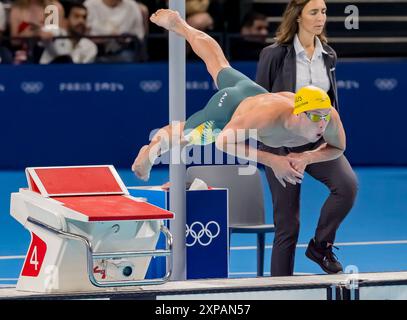 Paris, Ile de France, France. 30 juillet 2024. L'australien Zac Stubblety-Cook (AUS), nage dans le 200 m brasse masculin à l'arène la Défense de Paris lors des Jeux olympiques d'été de 2024 à Paris, France. (Crédit image : © Walter Arce/ZUMA Press Wire) USAGE ÉDITORIAL SEULEMENT! Non destiné à UN USAGE commercial ! Banque D'Images