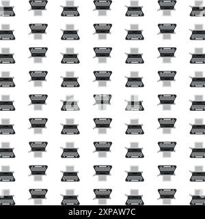 Modèle sans couture avec machine à écrire rétro. Vecteur d'éléments de conception. Conception de presse, papier peint décoratif, impression. Illustration de Vecteur