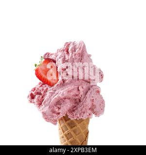 Délice de cône de crème glacée à la fraise Banque D'Images