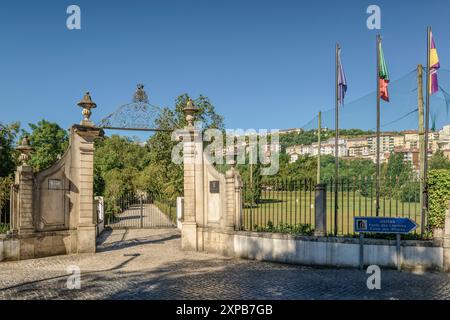 Porte d'entrée de l'hôtel de luxe Quinta das Lagrimas dans la ville portugaise de Coimbra, au Portugal. Banque D'Images