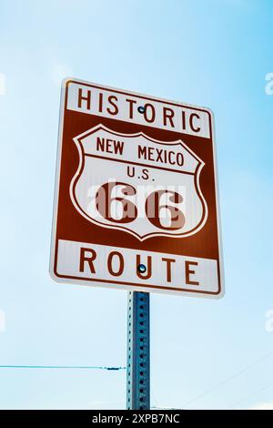 Panneau Historis route 66 au Nouveau-Mexique, États-Unis Banque D'Images
