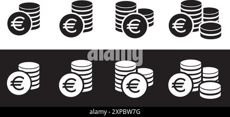 Jeu d'icônes plates pour la monnaie européenne ou le symbole euro. Illustration de Vecteur
