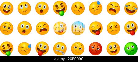 Définir emoji réaliste 3D. Illustration vectorielle. Illustration de Vecteur