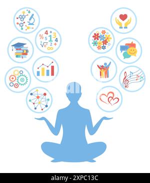 Concevoir la santé mentale comme équilibre entre émotion et logique Illustration de Vecteur
