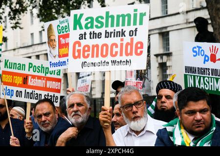 Londres, Royaume-Uni. 5 août 2024. Les habitants du Cachemire protestent contre l'Inde à Londres. Credit : Matthew Chattle/Alamy Live News Banque D'Images