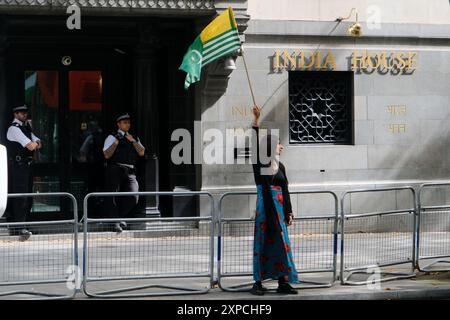 Londres, Royaume-Uni. 5 août 2024. Les habitants du Cachemire protestent contre l'Inde à Londres. Credit : Matthew Chattle/Alamy Live News Banque D'Images