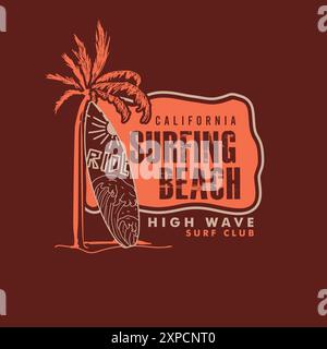 California Surfing Beach typographie Design graphique d'été Illustration de Vecteur