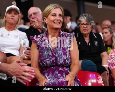 La duchesse d'Édimbourg au vélodrome national de Saint-Quentin-en-Yvelines, le dixième jour des Jeux Olympiques de Paris 2024 en France. Date de la photo : lundi 5 août 2024. Banque D'Images