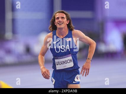 05 août 2024 : Matthew Wilkinson (États-Unis) participe au 3000m Steeplechase Round 1 masculin le jour 10 des Jeux Olympiques au stade de France, Paris, France. Ulrik Pedersen/CSM. Banque D'Images