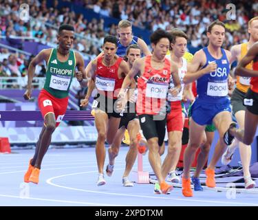 Paris, Ile de France, France. 5 août 2024. Topi RAITANEN, de Finlande, dans les manches masculines du 3000 m steeple Round 1 lors des Jeux Olympiques d'été de Paris 2024 au stade de France. (Crédit image : © David G. McIntyre/ZUMA Press Wire) USAGE ÉDITORIAL SEULEMENT! Non destiné à UN USAGE commercial ! Banque D'Images