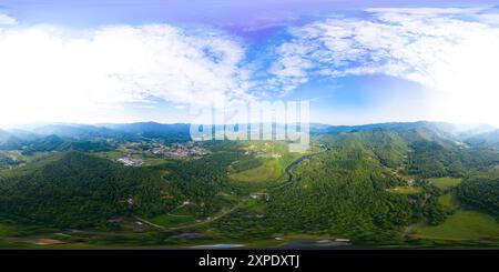 Vue panoramique à 360° de Photo aérienne 360 équirectangulaire Great Smoky Mountains 2024