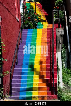 Escalier LGBTQ à Eureka Springs, AR Banque D'Images