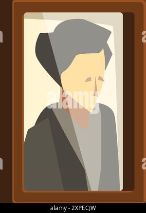 Portrait d’une vieille femme, véhiculant un sens de l’histoire et de la contemplation Illustration de Vecteur