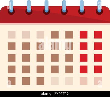 Page de calendrier affichant les jours de la semaine en marron et les jours du week-end en rouge, représentant le concept d'équilibre entre vie professionnelle et vie privée Illustration de Vecteur