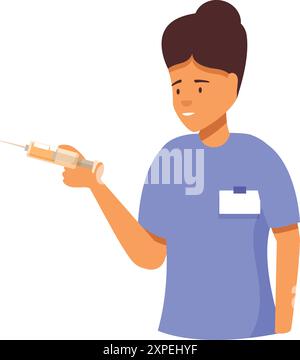 Infirmière souriante tenant une seringue avec vaccin pour injection Illustration de Vecteur